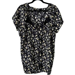 Agnes Orinda Floral Shirt Lace Trim Tassel Accents Black‎ 1X